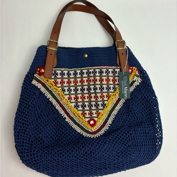 BNWT ELLIOT MANN BEADED CROCHET BAG - Picture 1 of 7